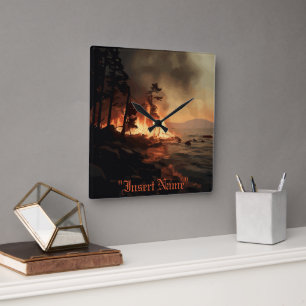 Horloge Carrée Inferno