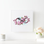 Horloge Carrée Infinité avec les fleurs Sakura (Maison)
