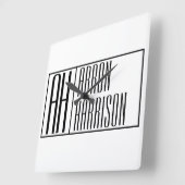 Horloge Carrée Initiales minimes modernes et logo de nom (Angle)