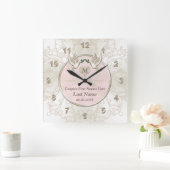 Horloge Carrée Inséparables Blush Cadeaux de mariage Horloge, per (Maison)