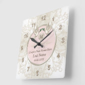Horloge Carrée Inséparables Blush Cadeaux de mariage Horloge, per (Angle)