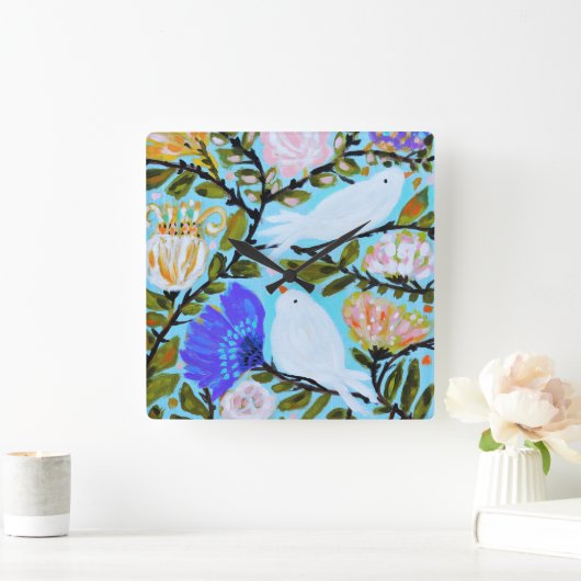 Horloge Carrée Inséparables doux II (Maison)