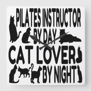 Horloge Carrée Instructeur Amoureux des chats Pilates