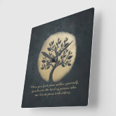 Horloge Carrée Instructeur de méditation Yoga Black Gold Tree Cit (Angle)