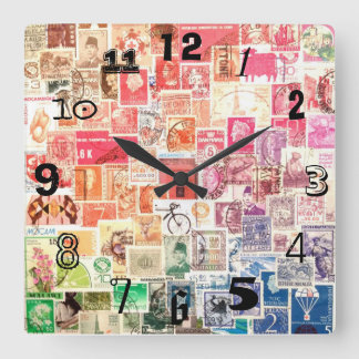 Horloge Carrée International Stamp Clock