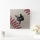 Horloge Carrée iPitch Player Silhouette On Baseball Arrière - pla (Maison)