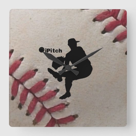 Horloge Carrée iPitch Player Silhouette On Baseball Arrière - pla (Recto)