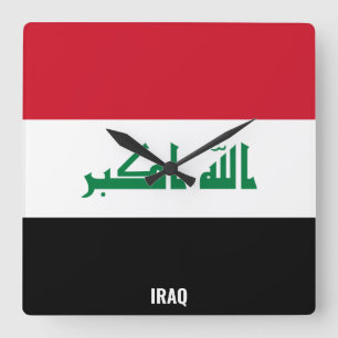 Horloge Carrée Irak Drapeau éblouissant Carré patriotique