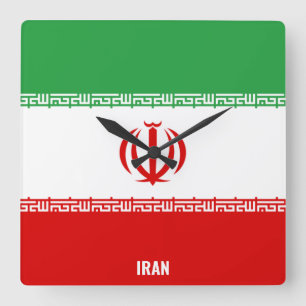 Horloge Carrée Iran Drapeau éblouissant patriotique