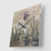 Horloge Carrée Iris abstrait en pots (Angle)