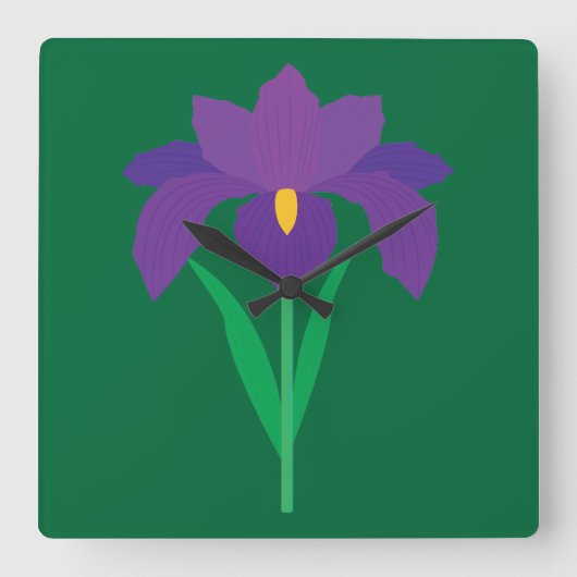 Horloge Carrée Iris Flower (Recto)