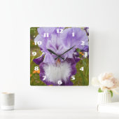Horloge Carrée Iris Violet Iris Fleur de Lilac Jardin  (Maison)