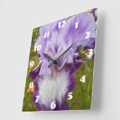 Horloge Carrée Iris Violet Iris Fleur de Lilac Jardin  (Angle)