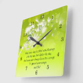 Horloge Carrée Irish Blessing, Etalez vos ailes et volez (Angle)