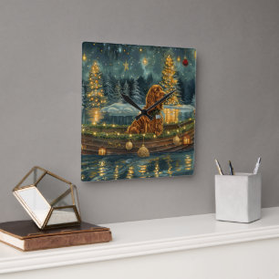 Horloge Carrée Irish Red Setter Christmas Festive Voyage