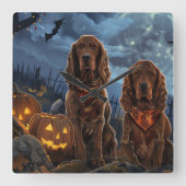 Horloge Carrée Irish Red Setter Halloween Éffrayant (Recto)