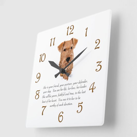 Horloge Carrée Irish Terrier Keepsake (Angle)