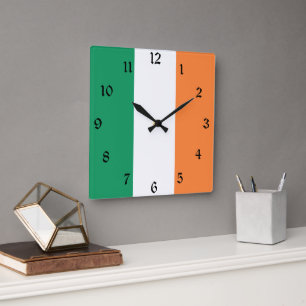 Horloge Carrée Irlande National Flag, standard irlandais, bannièr