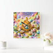 Horloge Carrée Is ready to hatch magical happy Easter wall (Maison)