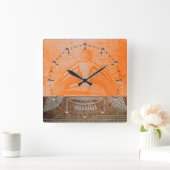 Horloge Carrée ISIS, Sepia Orange Brown antique (Maison)