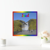 Horloge Carrée Islande - Cascade arc-en-ciel (Maison)