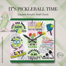It's Pickleball Time Square Wall Clock