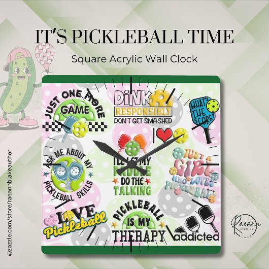 Horloge Carrée It's Pickleball Time Square Wall Clock