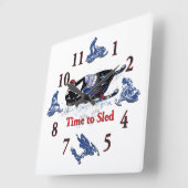 Horloge Carrée Its Time to Sled (Angle)