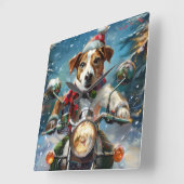 Horloge Carrée Jack Russell Chien équitation Moto Noël (Angle)