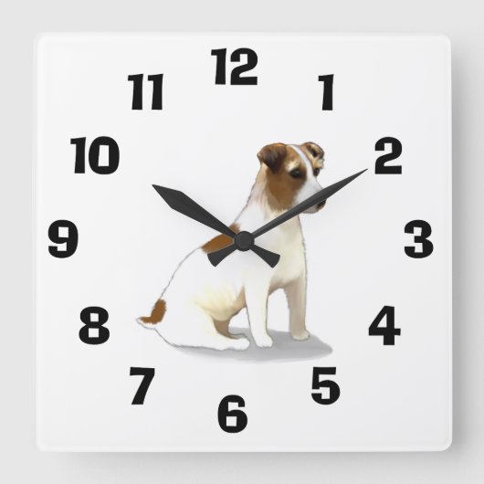 Horloge Carrée Jack Russell Terrier Chien assis (Recto)