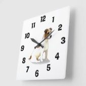 Horloge Carrée Jack Russell Terrier Chien assis (Angle)