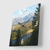 Horloge Carrée Jackson Hole Mountains et River (Angle)
