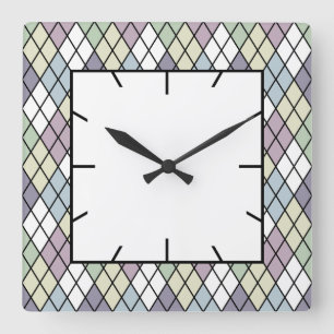 Horloge Carrée Jacquard des diamants Pastel