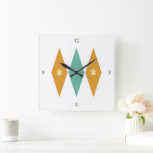 Horloge Carrée Jacquard Diamond Starburst Mid Century Retro (Maison)