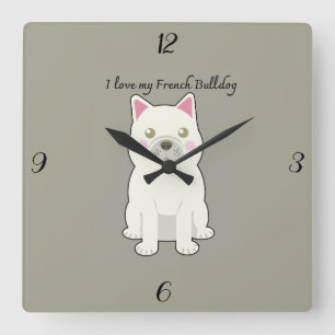 Horloge Carrée J'adore mon Bouledogue Français