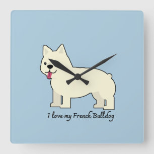 Horloge Carrée J'adore mon Bouledogue Français