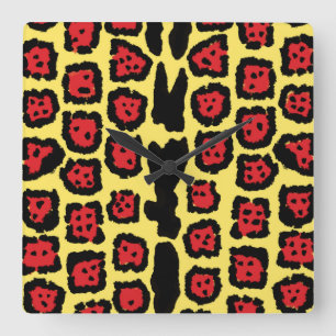 Horloge Carrée Jaguar Pattern in Blood Orange on Lemon Curd