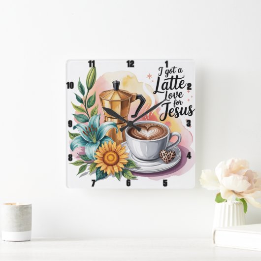 Horloge Carrée J'ai un dernier amour pour Jésus (Maison)