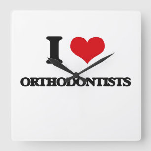 Horloge Carrée J'aime des orthodontistes