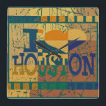 Horloge Carrée J'aime Houston et le pop art vintage<br><div class="desc">J'aime Houston et le pop art vintage</div>