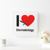 Horloge Carrée j'aime la dermatologie (Maison)