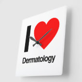 Horloge Carrée j'aime la dermatologie (Angle)