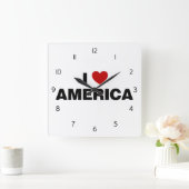 Horloge Carrée J'aime l'Amérique (Maison)