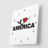 Horloge Carrée J'aime l'Amérique (Angle)
