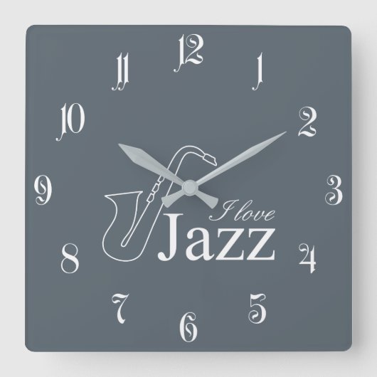 Horloge Carrée J'aime le jazz (Recto)