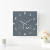 Horloge Carrée J'aime le jazz (Maison)