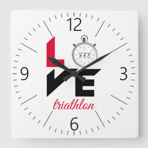Horloge Carrée J'aime le triathlon