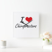 Horloge Carrée J'aime les chiropraticiens (Maison)