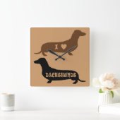 Horloge Carrée J'Aime Les Dachshunds (Maison)