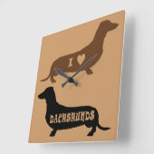 Horloge Carrée J'Aime Les Dachshunds (Angle)